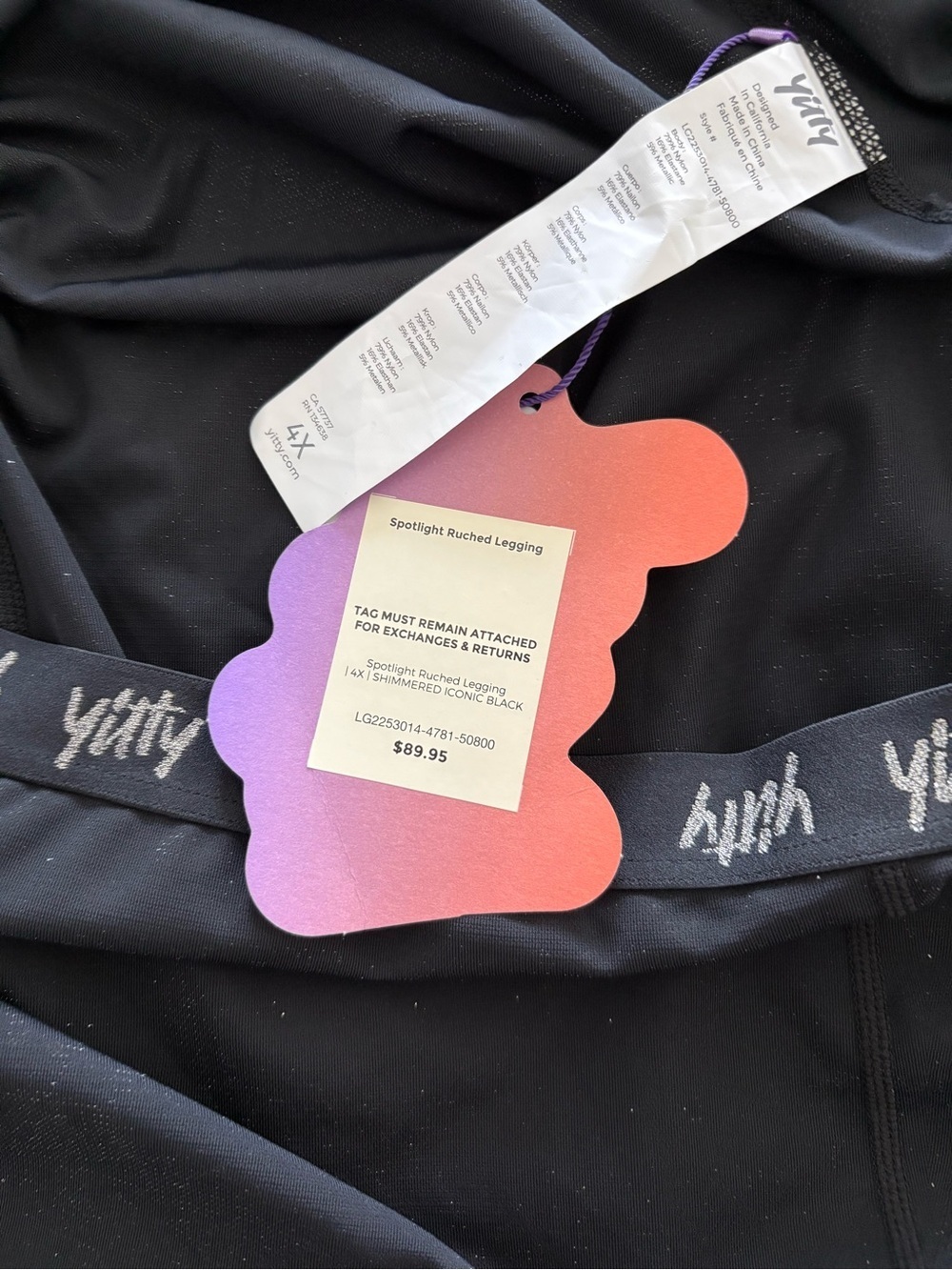 YITTY Black Sparkling cintch but Waistband Leggings NWT Size 4XL - Picture 5 of 5